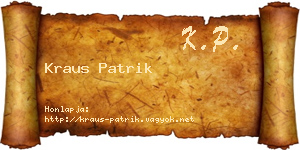 Kraus Patrik névjegykártya